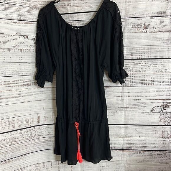 Victoria’s secret Dress Womens Small cold shoulder lace cover up drawstring Boho - Picture 3 of 11